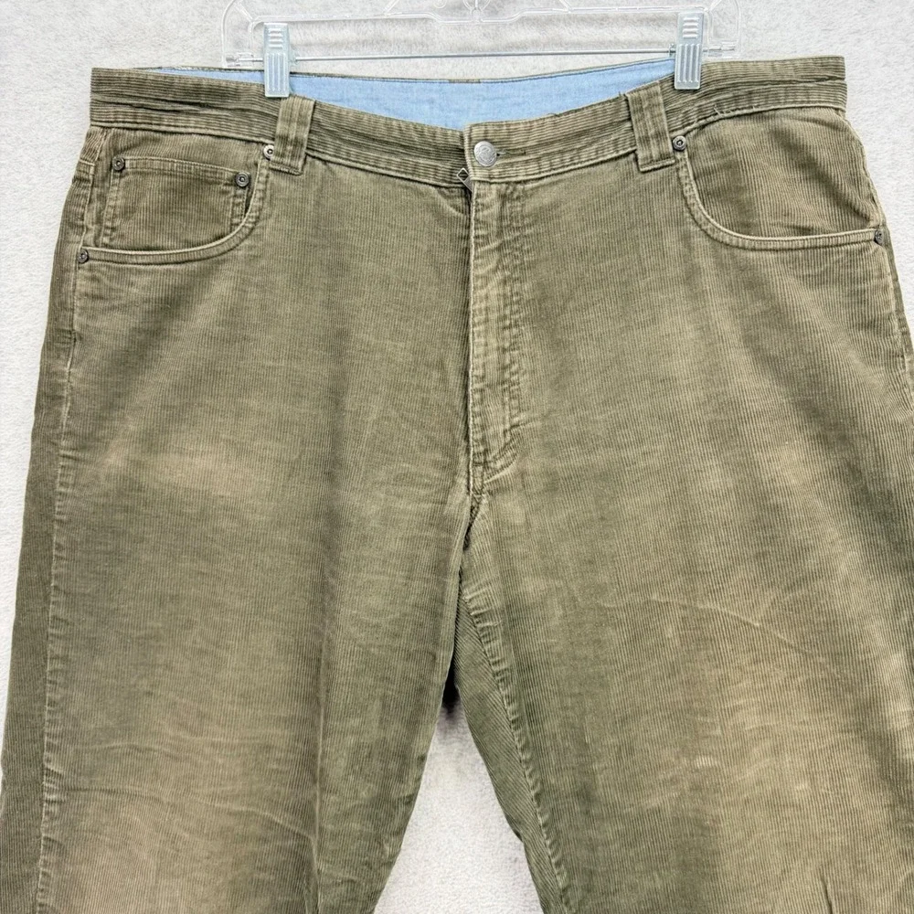 Woolrich Corduroy Pants Mens 42x30 Olive Green Brown Cord Straight 5-Pocket Work